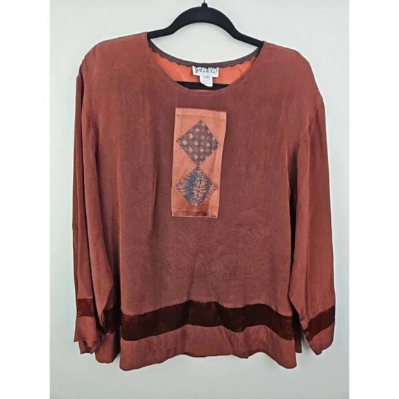 Yasuko Blouse Top Elastic Waist Pants Silk Accents Size Small Medium Made in USA - Picture 1 of 15